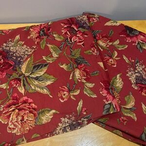 Croscill Serena Floral Curtain Panels Burgundy Red Lined 42x84 Set of 2 Rose